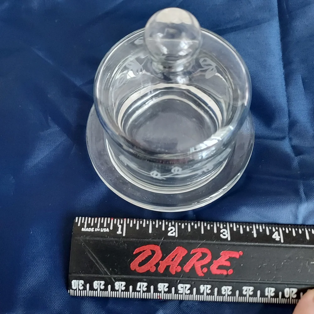 Princess House Crystal Heritage Clear Lidded Mini Butter Bell Jar Leaf Pattern